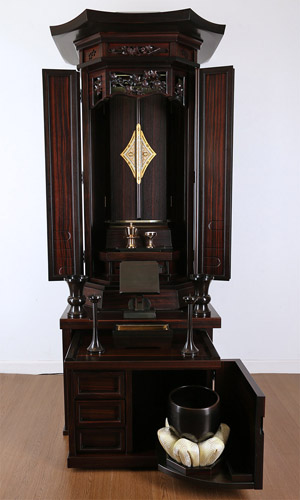 中古厨子型仏壇黒檀格子のイメージ