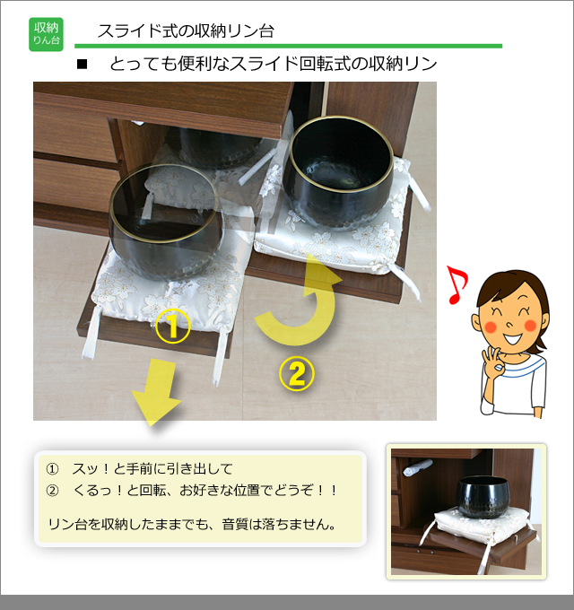 とっても便利なスライド回転式の収納リン